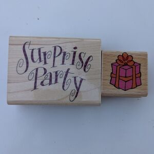Surprise Party Wooden Rubber Stamps